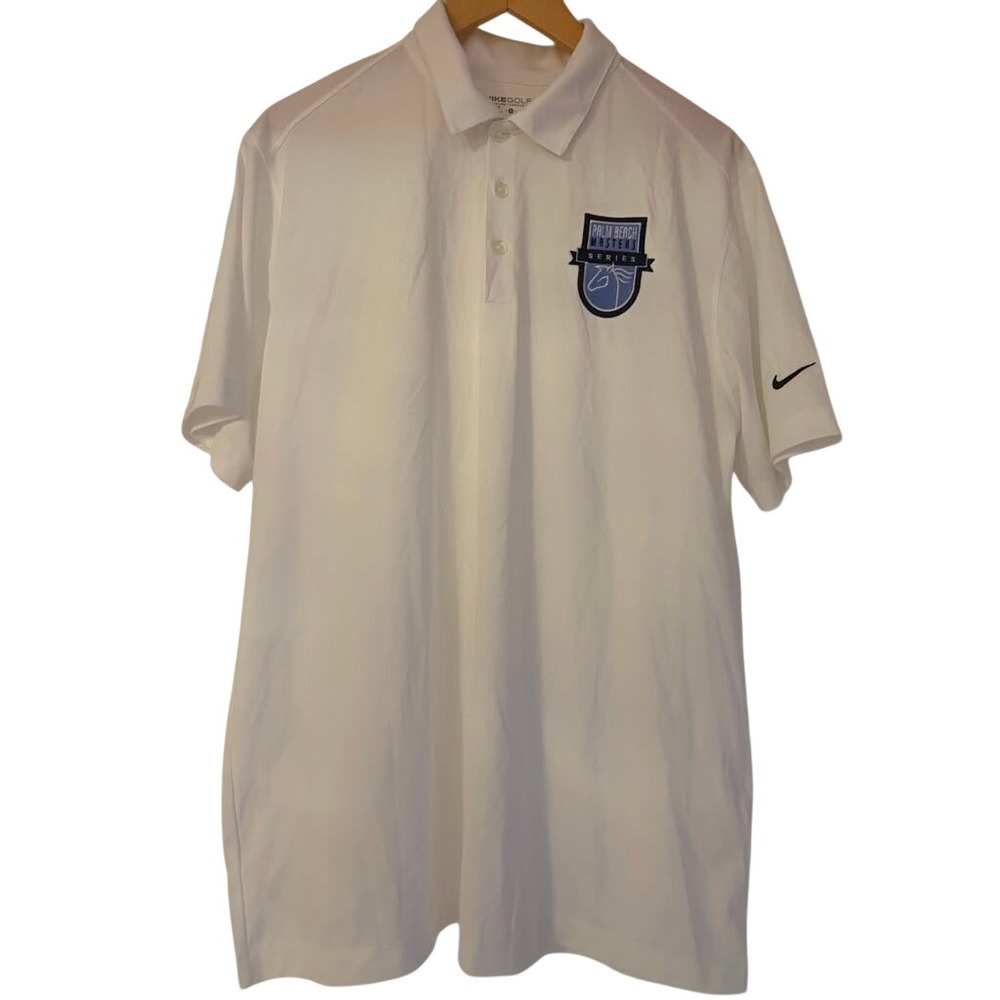 Nike Golf Mens Dri-FIT Polo Shirt White Palm Beach Masters Series Large L‎